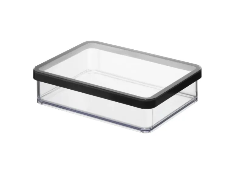 Rotho Dose Loft Premium Breit 1 l Transparent-Schwarz