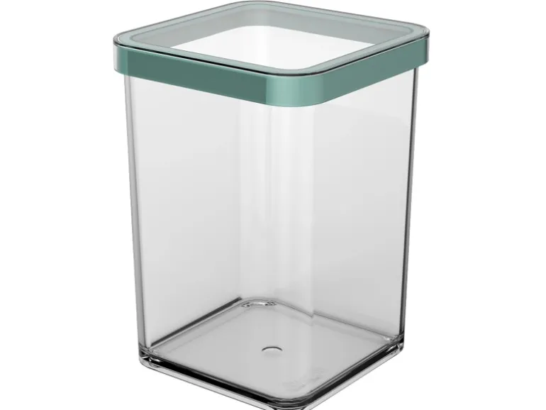 Rotho Dose Loft Premium Quadratisch 1 l Transparent Mistletoe Green