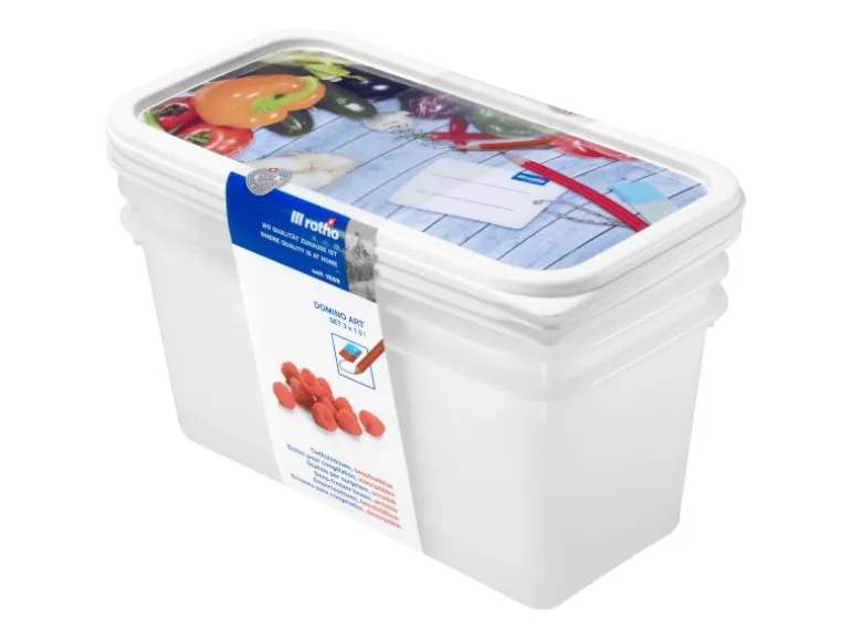 Rotho Gefrierdosen-Set Domino Gemüse 1,5 l Weiß 3-teilig
