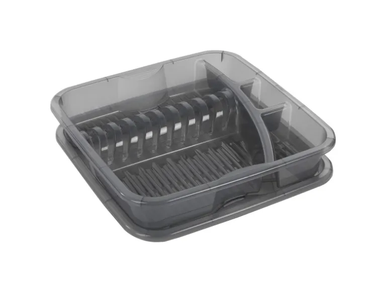 Rotho Küchen-Geschirrabtropfer Geometric Transparent/Grau