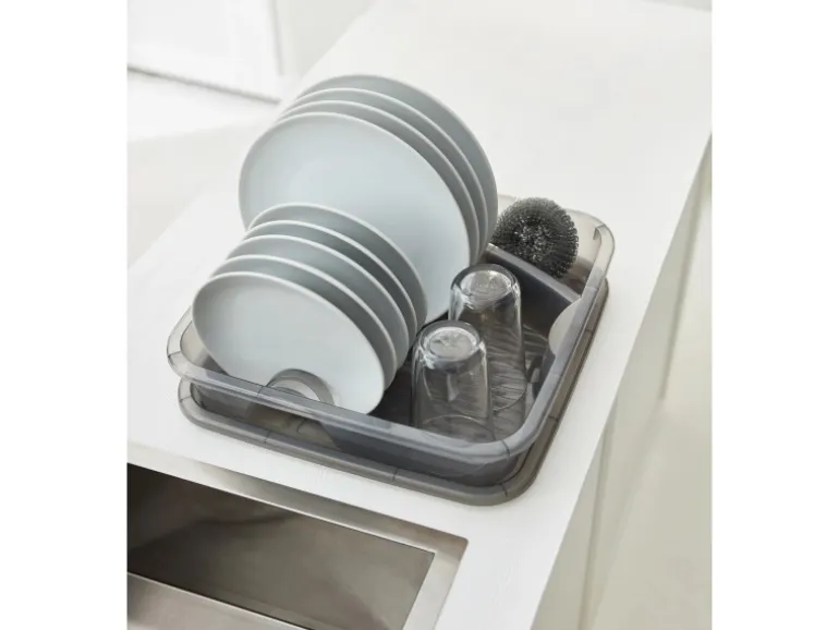 Rotho Küchen-Geschirrabtropfer Geometric Transparent/Grau