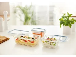 Rotho Kühlschrankdose Clic & Lock Glas 0,5 l Horizontblau