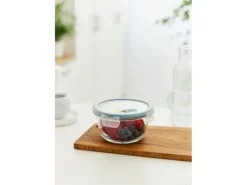 Rotho Kühlschrankdose Nala mit Kunststoffdeckel Glas Rund 1,1 l Mistletoe Green