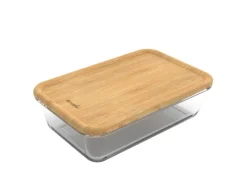 Rotho Kühlschrankdose Nala mit Bamubsdeckel Glas 1,1 l