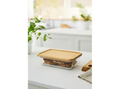 Rotho Kühlschrankdose Nala mit Bamubsdeckel Glas 1,1 l