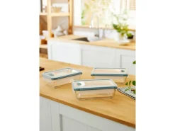 Rotho Kühlschrankdose Nala mit Kunststoffdeckel Glas 1,1 l Mistletoe Green