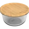 Rotho Kühlschrankdose Nala mit Bambusdeckel Glas Rund 2 l