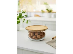 Rotho Kühlschrankdose Nala mit Bambusdeckel Glas Rund 2 l