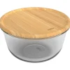 Rotho Kühlschrankdose Nala mit Bambusdeckel Glas Rund 1 l