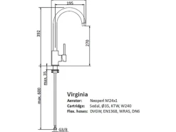 Sanicomfort Küchenarmatur Virginia Edelstahl gebürstet mit Schwenkarm