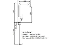 Sanicomfort Küchenarmatur Maryland Edelstahl gebürstet mit Schwenkarm