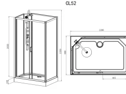 Sanotechnik Komplettdusche Epic Schwarz 225 cm x 120 cm x 80 cm