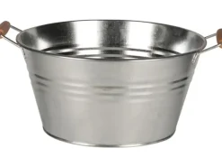 Schale mit Henkel und Holzgriff 18 cm x 43 cm x 35 cm Zink Standard