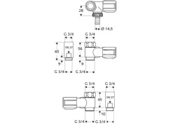 Schell NA-Ventil Comfort DN20 G 3/4 AG x G 3/4 IG Anschluss rechts, Baulänge 56
