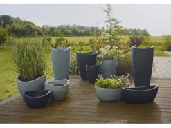 Scheurich Pflanzgefäß Wave Globe Ø 30 cm Schwarz-Granit