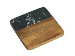 Schöner Wohnen Untersetzer-Set Atami Marmor und Akazienholz Schwarz-Braun 5-tlg.