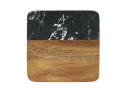 Schöner Wohnen Untersetzer-Set Atami Marmor und Akazienholz Schwarz-Braun 5-tlg.