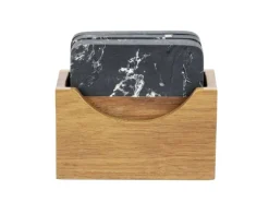 Schöner Wohnen Untersetzer-Set Atami Marmor und Akazienholz Schwarz-Braun 5-tlg.
