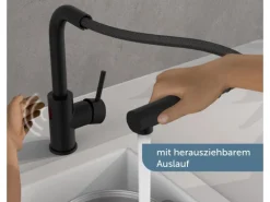 Schütte Sensor-Spültischarmatur Vital mit Herausziehbarem Auslauf Schwarz Matt