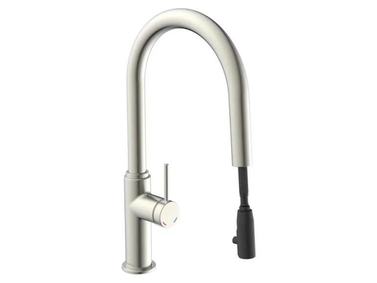 Schütte Spültischarmatur Blackpool mit herausziehbarer Haarbrause Edelstahloptik