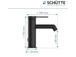 Schütte Waschtischarmatur Los Angeles Schwarz Matt