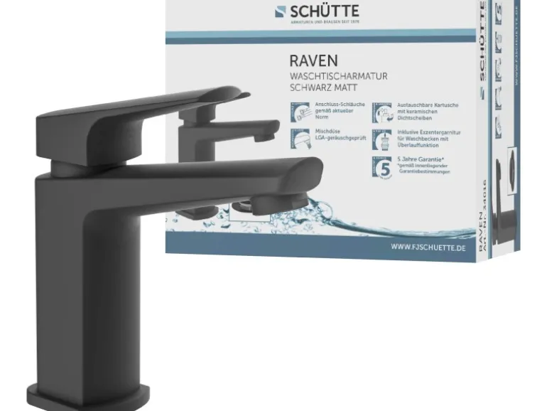 Schütte Waschtischarmatur Raven Schwarz-Matt