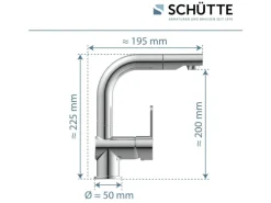Schütte Waschtischarmatur London mit Herausziehbarer Haarbrause Chrom