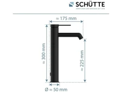 Schütte Waschtischarmatur Los Angeles für Aufsatzwaschbecken Schwarz Matt