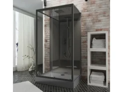 Schulte ExpressPlus Komplettdusche-Schiebetür Bali Mattschwarz 215 cm x 115 cm