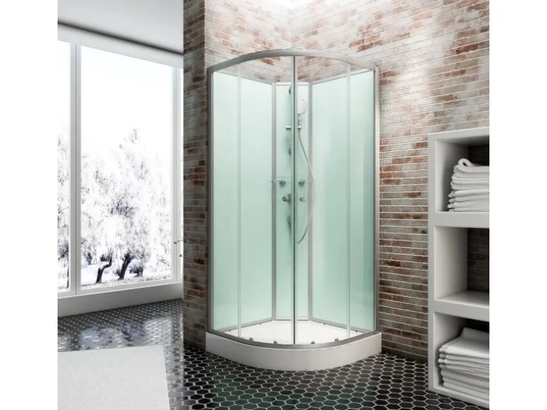 Schulte ExpressPlus Komplettduschkabine Kreta II Alu-Natur Hellgrün 89x89x202cm