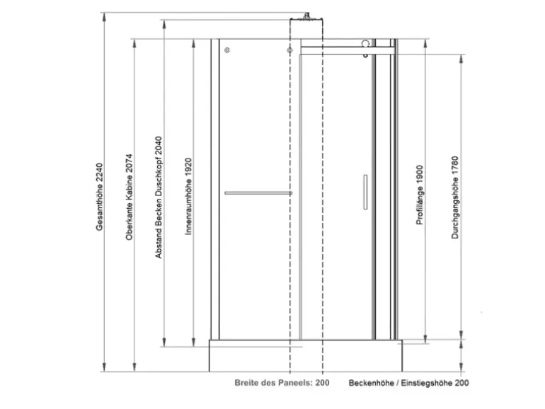 Schulte Komplettduschkabine Korsika mit Schiebetür Mattschwarz 120 x 80 x 220 cm