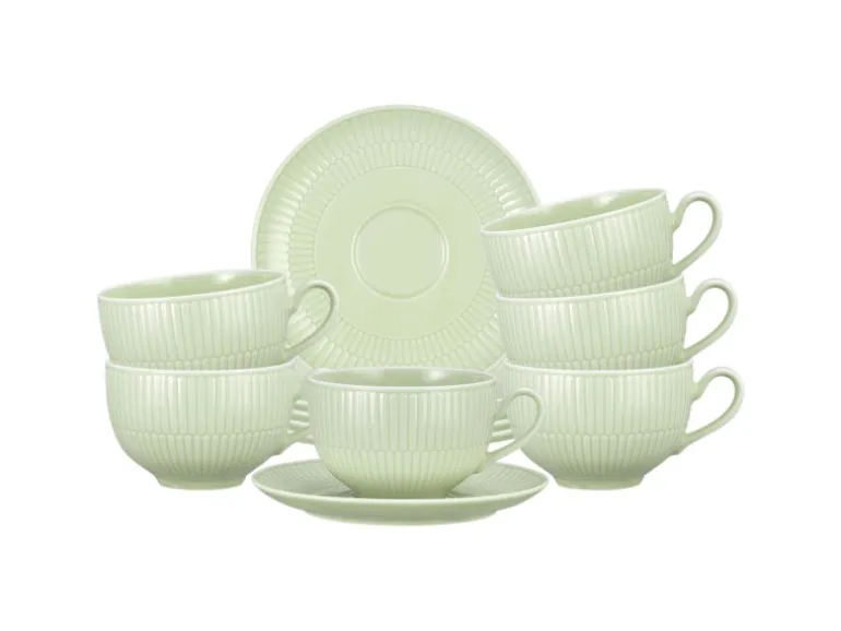 Seltmann Weiden Amina Milchkaffeetasse mit Untertasse 350 ml 6er Set Seladon