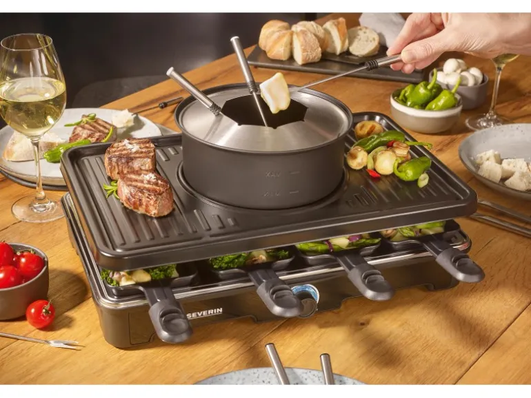 Severin Raclette-Fondue Kombination RG 2347 mit Grillplatte 1.400 W