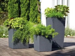 Siena Garden Pflanzgefäß Modern Nizza Graphit 25x25x46,5 cm