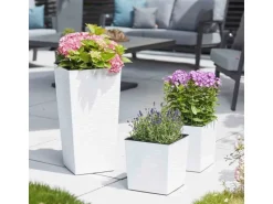 Siena Garden Pflanzgefäß Modern Biron Weiß 40x40x41,5 cm