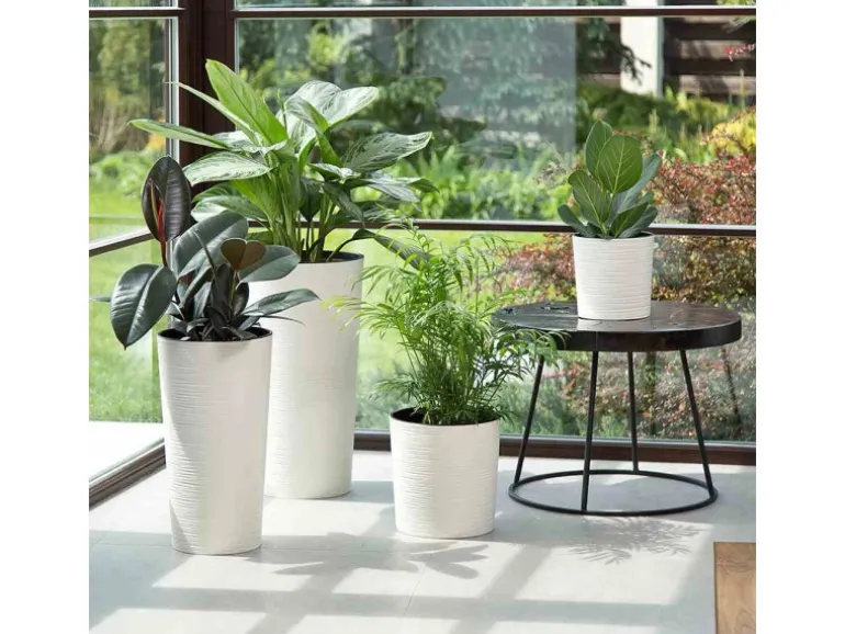 Siena Garden Pflanzgefäß Modern Locon Weiß Ø 25x46,5 cm