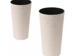 Siena Garden Pflanzgefäß Set 2 tlg. Eco Locon Weiß Ø 25 x 46,5 cm,  Ø 30 x 57 cm