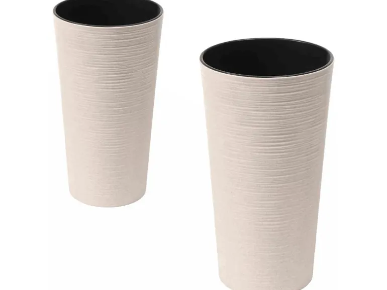 Siena Garden Pflanzgefäß Set 2 tlg. Eco Locon Weiß Ø 25 x 46,5 cm, Ø 30 x 57 cm