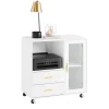 SoBuy Aktenschrank mit 2 Schubladen Druckertisch Sideboard Küchenschrank Weiß ASK09-W
