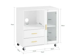 SoBuy Aktenschrank mit 2 Schubladen Druckertisch Sideboard Küchenschrank Weiß ASK09-W