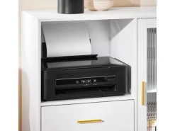 SoBuy Aktenschrank mit 2 Schubladen Druckertisch Sideboard Küchenschrank Weiß ASK09-W