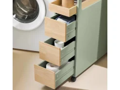 SoBuy Badezimmerschrank Rollwagen mit 3 Schubladen Nischenschrank 24x82x65cm Grün BZR54-GR