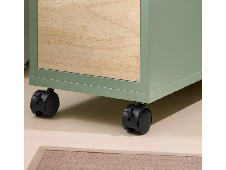 SoBuy Badezimmerschrank Rollwagen mit 3 Schubladen Nischenschrank 24x82x65cm Grün BZR54-GR