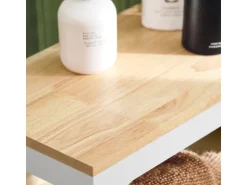 SoBuy Badezimmerschrank Rollwagen mit 3 Schubladen Nischenschrank 24x82x65cm Weiß-Natur BZR54-WN