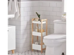 SoBuy Badregal in weiß/KautschukholzStandregalKüchenregalFRG226-WN