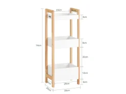 SoBuy Badregal in weiß/KautschukholzStandregalKüchenregalFRG226-WN