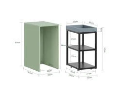 SoBuy Beistelltisch Satztisch Couchtisch mit Rollen Stapelbar Grün FBT145-GR