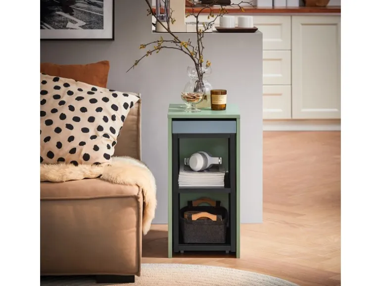 SoBuy Beistelltisch Satztisch Couchtisch mit Rollen Stapelbar Grün FBT145-GR