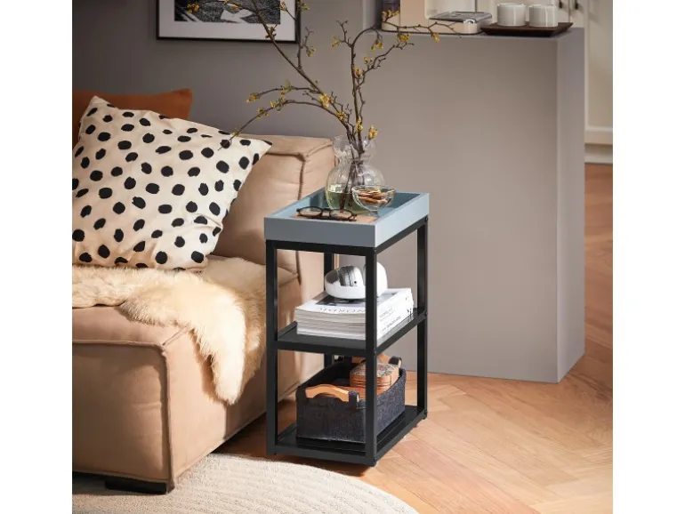 SoBuy Beistelltisch Satztisch Couchtisch mit Rollen Stapelbar Grün FBT145-GR