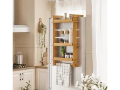 SoBuy Hängeregal für Kühlschrank Gewürzregal mit 3 Verstellbaren Ablagen KCR03-N